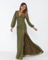 VESTIDO MANGA LONGA DRAPEADO TULE TRABALHADO PETRA FINA